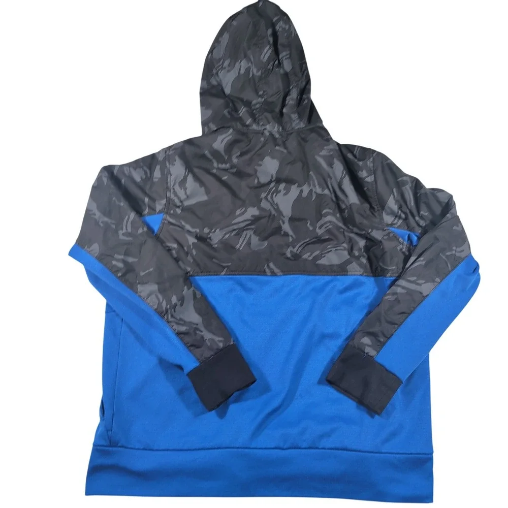 The North Face Hoodie Mens Large Blue Black Camo Hybrid Full Zip Fleece Jacket